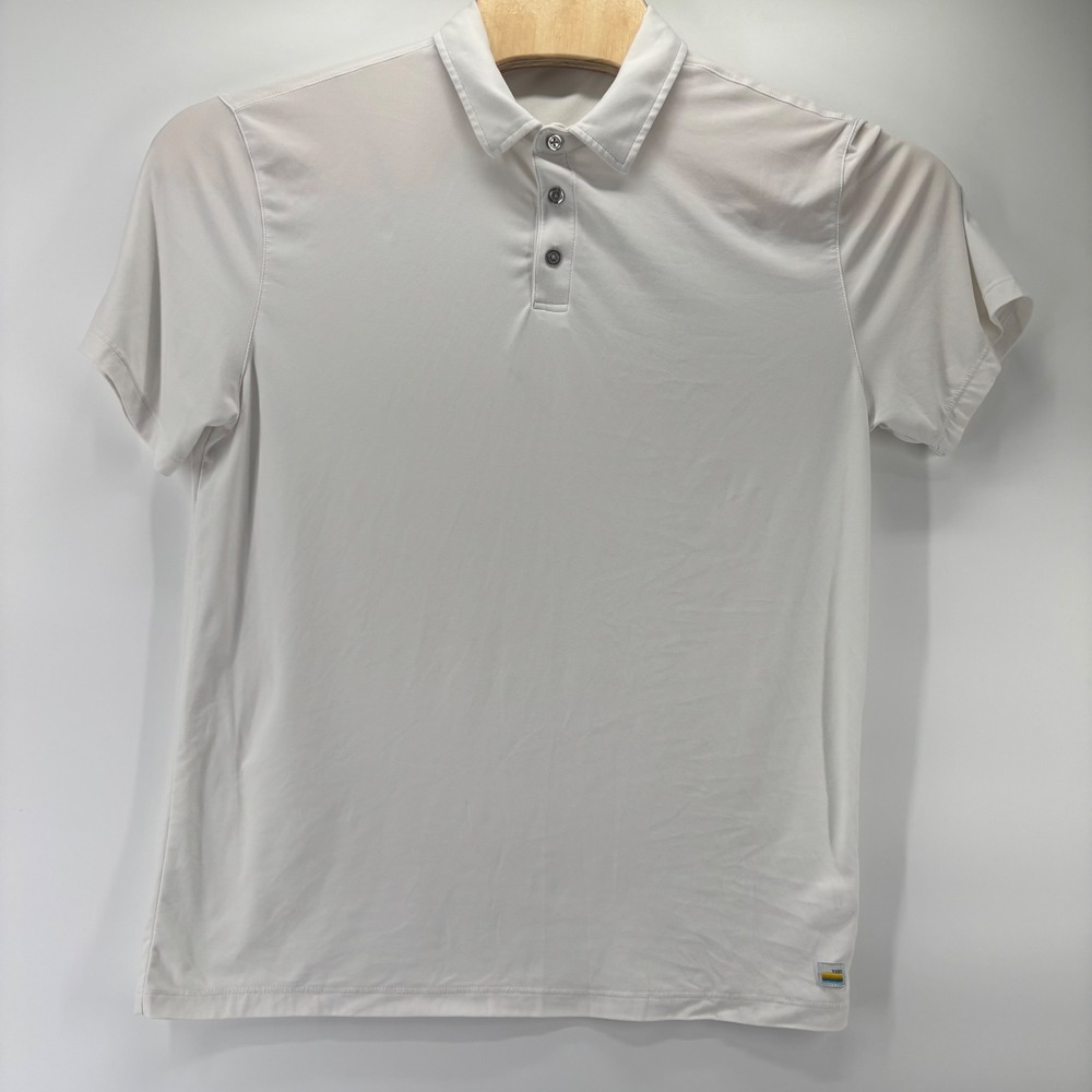 Vuori Strato Tech Polo Mens Large White Short Sleeve Performance Active Golf